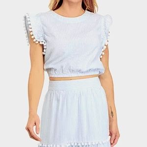 Crown & Ivy matching striped seer sucker crop top(medium) and skirt(small).